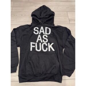 Emo‎ Nite Sad As F*ck Black Graphic Hoodie Small Pullover Sweatshirt